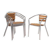 Afbeelding in Gallery-weergave laden, Bolero aluminium en essenhouten stoelen met armleuning (4 stuks)