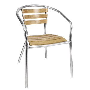 Bolero aluminium en essenhouten stoelen met armleuning (4 stuks)