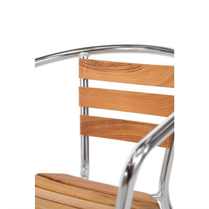 Bolero aluminium en essenhouten stoelen met armleuning (4 stuks)