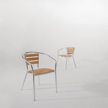Afbeelding in Gallery-weergave laden, Bolero aluminium en essenhouten stoelen met armleuning (4 stuks)