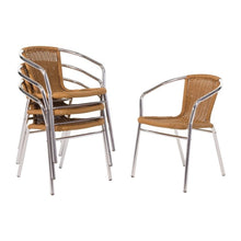 Afbeelding in Gallery-weergave laden, Bolero aluminium en polyrotan stoel naturel (4 stuks)
