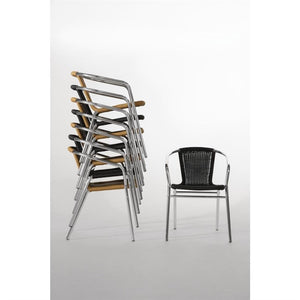 Bolero aluminium en polyrotan stoel naturel (4 stuks)