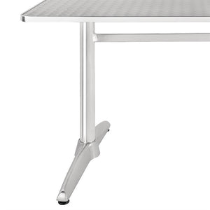 Bolero rechthoekige RVS tafel met dubbele tafelpoot 120cm