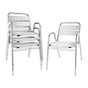 Bolero stapelbare aluminium stoelen (4 stuks)