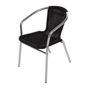 Bolero aluminium en polyrotan stoelen zwart (4 stuks)