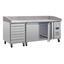 Afbeelding in Gallery-weergave laden, Polar U-Serie Dubbele Deur Pizzacounter met Granieten Blad en Deegladen 290Ltr