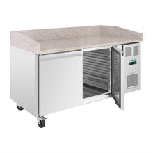 Afbeelding in Gallery-weergave laden, Polar U-Series Dubbele Deur Pizza Werkbank met Granieten Blad 428Ltr