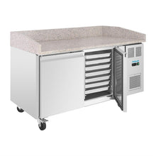 Afbeelding in Gallery-weergave laden, Polar U-Series Dubbele Deur Pizza Werkbank met Granieten Blad 428Ltr